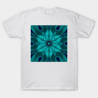 Cartoon Mandala Flower Blue T-Shirt